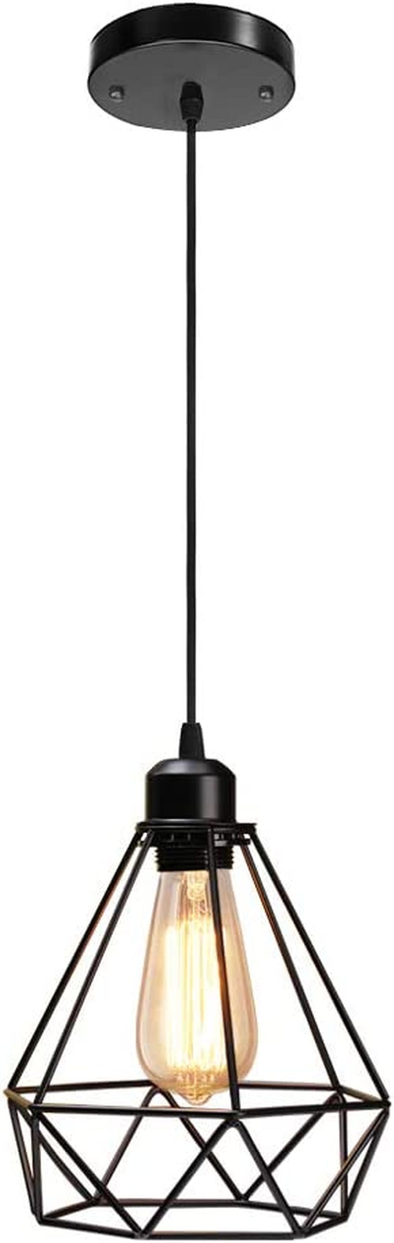HESSION Retro Pendant Light, Industrial Metal Cage Mini Pendant Light Oil Rubbed Finish, Rustic Chandeliers Ceiling Light Fixture for Farmhouse Kitchen Island Dining Room Covered Patio Home & Garden > Lighting > Lighting Fixtures HESSION Black  