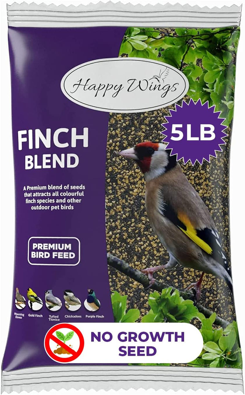 Happy Wings Finch Blend Bird Food, Mix of Sunflower Hearts and Nyjer Seed, 5 Pounds | No Growth Seed | Bird Seed for Wild Birds Animals & Pet Supplies > Pet Supplies > Bird Supplies > Bird Food ASA Agrotech   