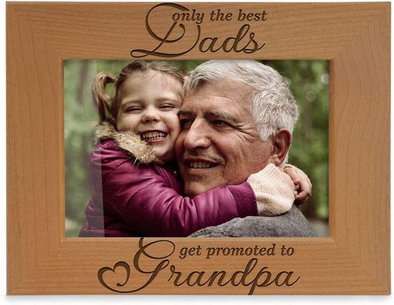KATE POSH Only the Best Dads Get Promoted to Grandpa Natural Wood Engraved Picture Frame. Best Grandpa Ever, Father'S Day, Papa Gifts for Birthday, New Grandpa Gifts from Baby 4X6 Horizontal Home & Garden > Decor > Picture Frames KATE POSH 4x6-Horizontal  