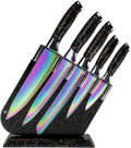 Rainbow Knife Set, Non Stick Kitchen Knives Set with Acrylic Block, 6 Piece Stainless Steel Knives, Marbling Handle Chef Quality for Home & Pro Use, Best Gift (White Handle) Home & Garden > Kitchen & Dining > Kitchen Tools & Utensils > Kitchen Knives WopZra Black Handle  