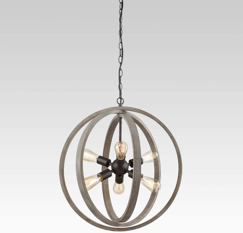 AXILAND Wood Chandelier Farmhouse Chandeliers for Dining Rooms 6 Lights Home & Garden > Lighting > Lighting Fixtures > Chandeliers AXILAND   