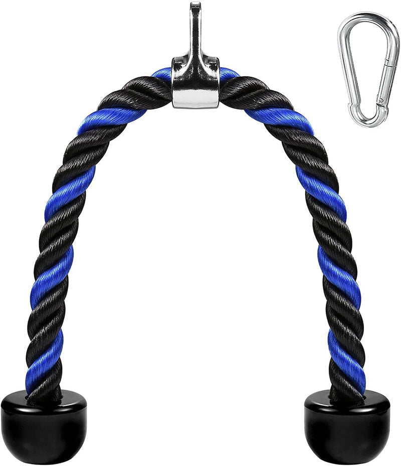 AWEFRANK Deluxe Tricep Rope Pull down Cable, 27 & 36 Inch Rope Length, Easy to Grip & Non-Slip Cable Attachment for Gym Workout Exercise Sporting Goods > Outdoor Recreation > Fishing > Fishing Rods AWEFRANK Blue&Black-36''  