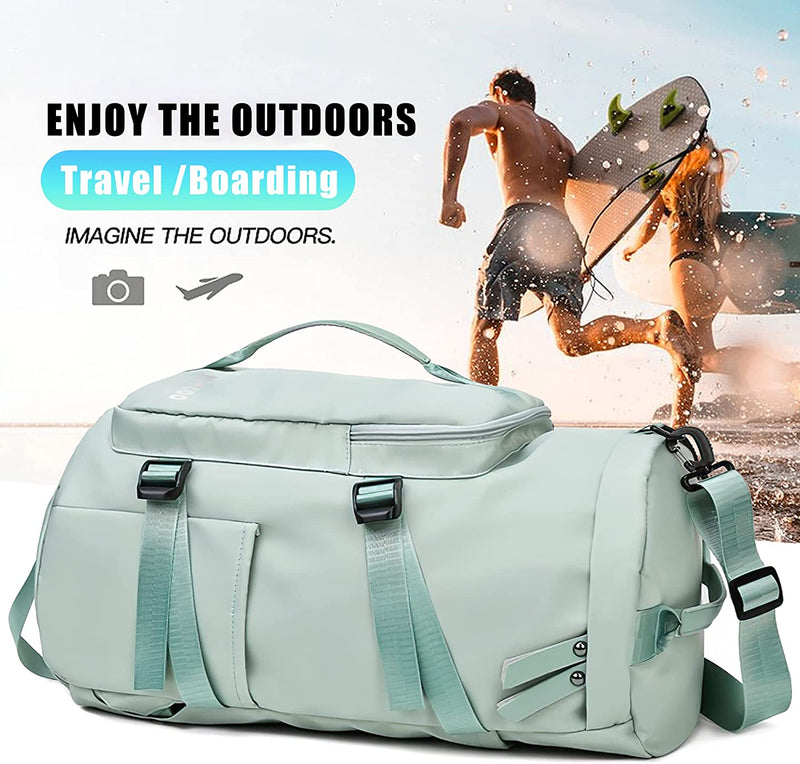 Gym Bag for Women and Men Sports Duffle Bag Travel Backpack Weekender Overnight Bag with Shoes Compartment Green - MIYCOO Sporting Goods > Outdoor Recreation > Winter Sports & Activities MIYCOO   