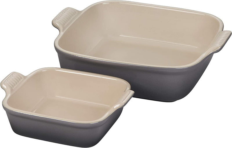 Le Creuset Stoneware Heritage Set of 2 Square Dishes , Small - 18 Oz. & Medium - 2 Qt., White Home & Garden > Kitchen & Dining > Cookware & Bakeware Le Creuset Oyster  