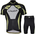 Lixada Men'S Cycling Jersey Set Bicycle Short Sleeve Set Quick-Dry Breathable Shirt with 3D Cushion Shorts Padded Sporting Goods > Outdoor Recreation > Cycling > Cycling Apparel & Accessories Lixada Black&green Large 