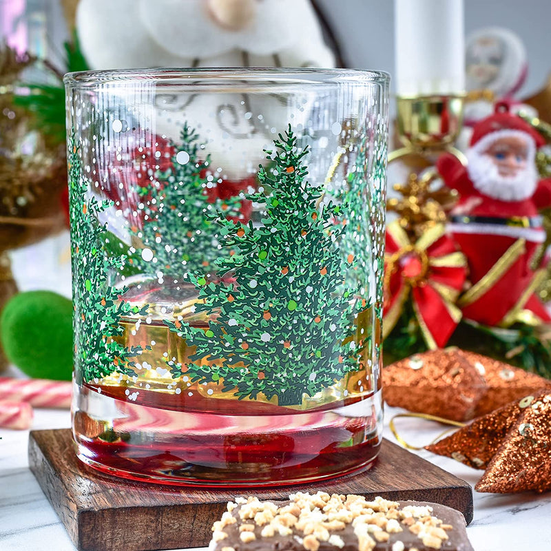 Greenline Goods - Christmas Whiskey Glass Tumbler (Set of 2) - 10 Oz - Christmas Cup Party Glasses - Holiday Christmas Decorations for Kitchen - Xmas Red and Green Drinking Set Home & Garden > Kitchen & Dining > Tableware > Drinkware Greenline Goods   