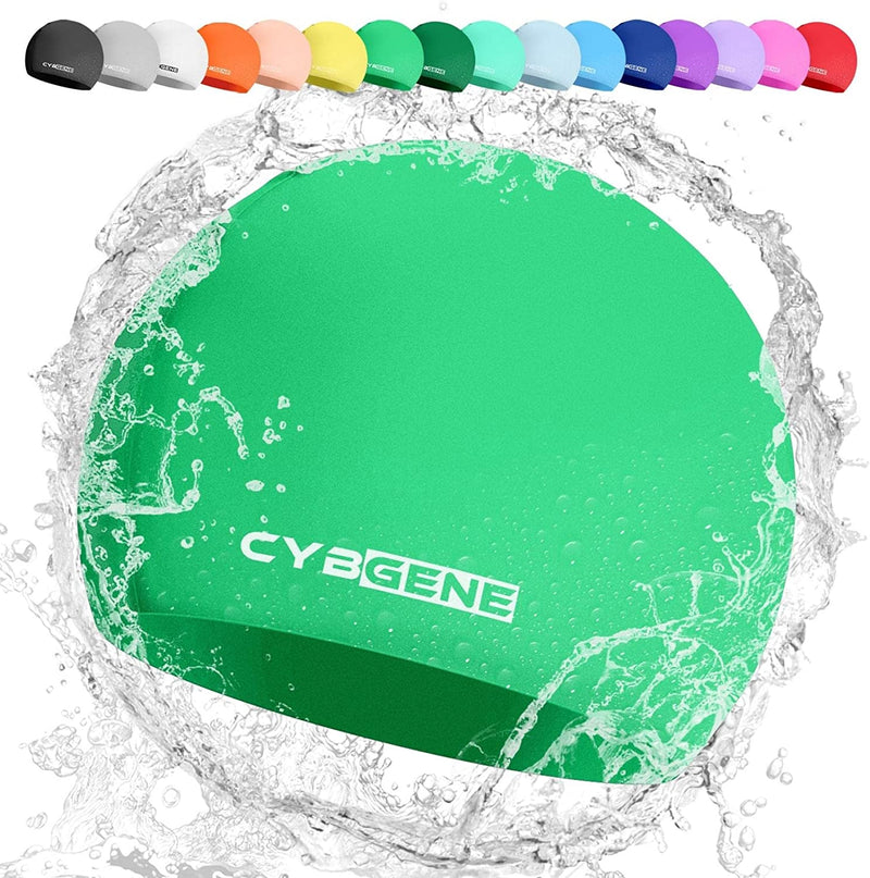 Cybgene Silicone Swim Cap, Unisex Swimming Cap for Women and Men, Comfortable Bathing Cap Ideal for Short Medium Long Hair Sporting Goods > Outdoor Recreation > Boating & Water Sports > Swimming > Swim Caps CybGene Medium Spring Green Large (Suggest>10 years) 