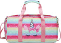 Girls Dance Duffle Bag，Gymnastics Sports Bag for Girls, Kids Small Overnight Weekender Carry on Travel Bag with Shoe Compartment and Wet Pocket Panda Home & Garden > Household Supplies > Storage & Organization Octsky 09-Rainbow-Unicorn  