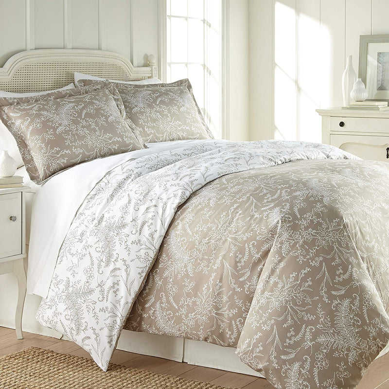 Southshore Fine Living, Inc. Oversized Comforter Bedding Set down Alternative All-Season Warmth, Soft Cozy Farmhouse Bedspread 3-Piece with Two Matching Shams, Infinity Blue, King / California King Home & Garden > Linens & Bedding > Bedding Southshore Fine Linens Winter Brush Warm Sand Full / Queen 
