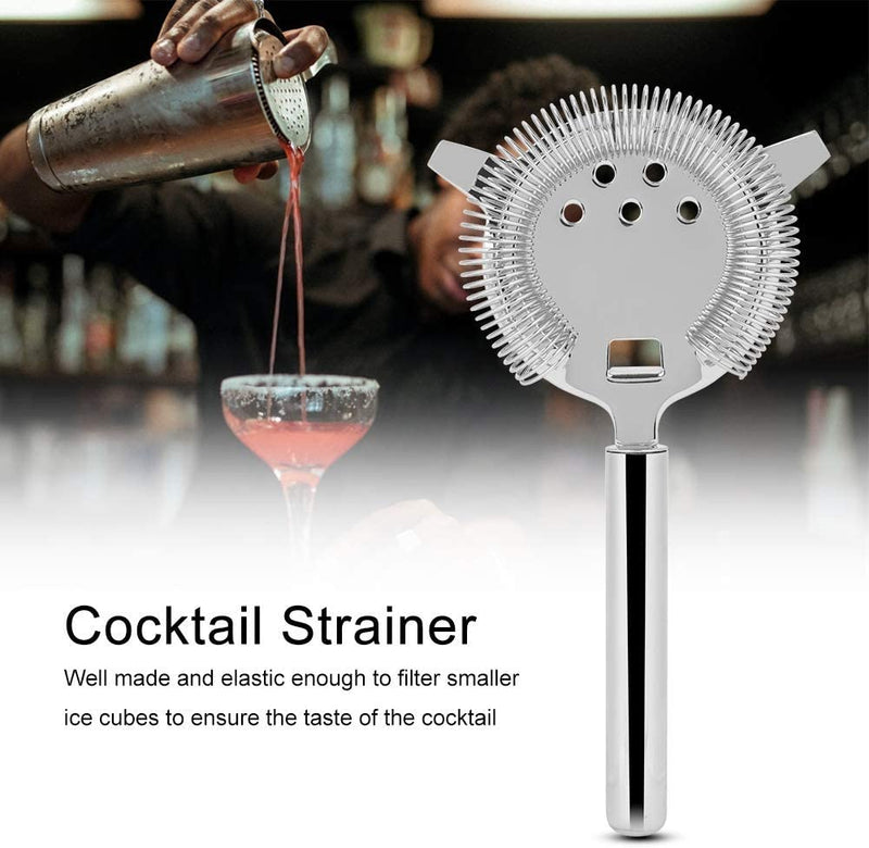 Stainless Steel Cocktail Strainer, Professional 2-Prong Bar Strainer Hawthorne Strainer for Bar Club Party Rose Gold/Silver(Silver) Home & Garden > Kitchen & Dining > Barware HERCHR   