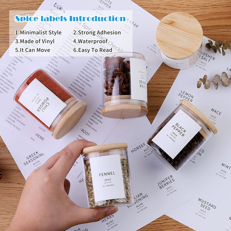 Glass Spice Jars with Bamboo Lids - 20 Pcs Thicken(2.4Mm) 4Oz Airtight Seasoning Containers with 131 Waterproof Minimalist Spice Labels Preprinted - Small Herb Jars for Pantry Organization and Storage Home & Garden > Decor > Decorative Jars Mujinshangbao   