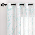 MIULEE Sheer Curtains 84 Inches Long Grommet Top Green Tree Branch White Curtain 2 Panels Window Curtains Tree Pattern for Living Room Home & Garden > Decor > Window Treatments > Curtains & Drapes MIULEE Light Blue 52"W*63"L 