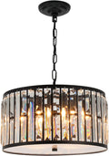 Weesalife Modern Crystal Chandeliers Contemporary Ceiling Lights Fixtures 9 Lights Farmhouse Pendant Lighting Dining Room Living Room 3-Tier Chandelier W19.7 Inches, Black Home & Garden > Lighting > Lighting Fixtures > Chandeliers ZYuan Lighting Black D16"  