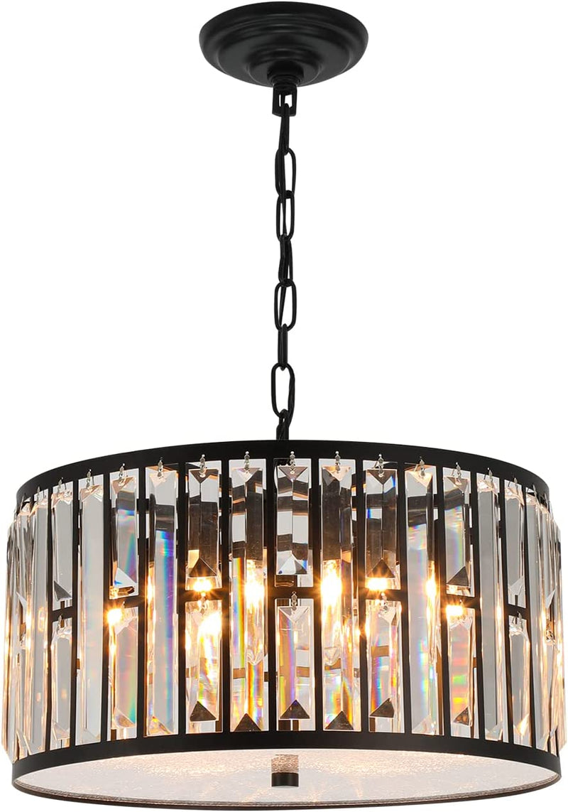 Weesalife Modern Crystal Chandeliers Contemporary Ceiling Lights Fixtures 9 Lights Farmhouse Pendant Lighting Dining Room Living Room 3-Tier Chandelier W19.7 Inches, Black Home & Garden > Lighting > Lighting Fixtures > Chandeliers ZYuan Lighting Black D16"  
