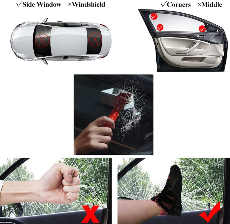 Car Safety Hammer, Window Glass Hammer Breaker and Seat Belt Cutter Emergency Escape Tool Auto Car Escape 2-In-1 for Family Rescue & Automotive Escape Tools, Reflective Tape, Set of 4 (T-04) Sporting Goods > Outdoor Recreation > Fishing > Fishing Rods Sinsen Car Home   