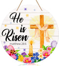 SICOHOME He Is Risen Door Sign 11.8" Vintage Floral He Is Risen Decor Sign Religious Easter Door Hanging Sign for Home Wall Farmhouse Indoor Outdoor Spring Decorations Home & Garden > Decor > Seasonal & Holiday Decorations SICOHOME B  
