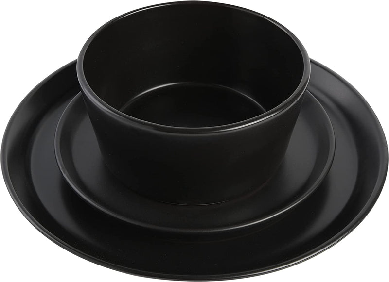 Gibson Soho Lounge Sofia Coupe Stoneware Dinnerware Set, Service for 4 (12Pcs), Black