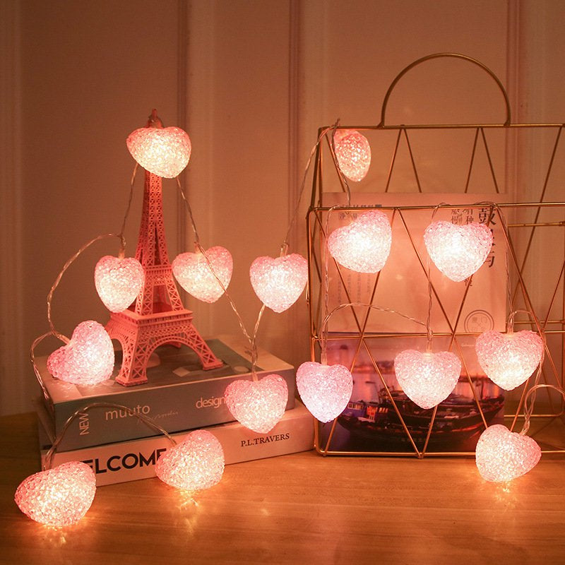 CNKOO String Lights Heart Shaped Lamp 4.92 Feet 10 Led Heart String Lights Indoor Outdoor Bedroom Party Wedding, Holidays and Valentines Day Party Favors Supplies,Pink