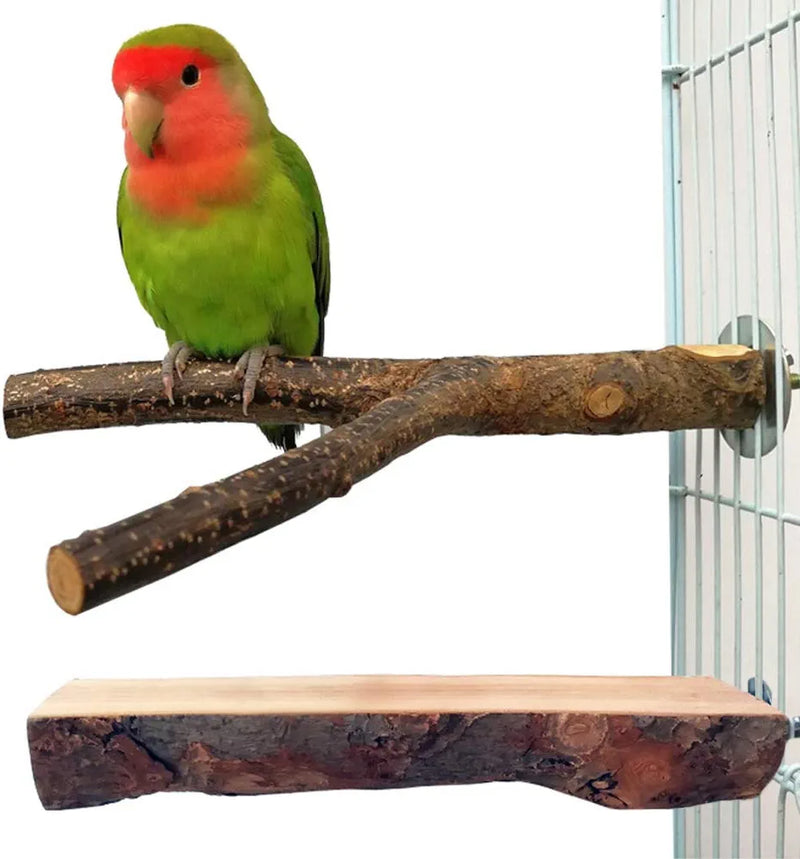 QUMY 2 Pack Parrot Bird Cage Perch Natural Wood Fork Stand Perch Wooden Platform for Parakeets Cockatiels Conures (2Pack) Animals & Pet Supplies > Pet Supplies > Bird Supplies QUMY   