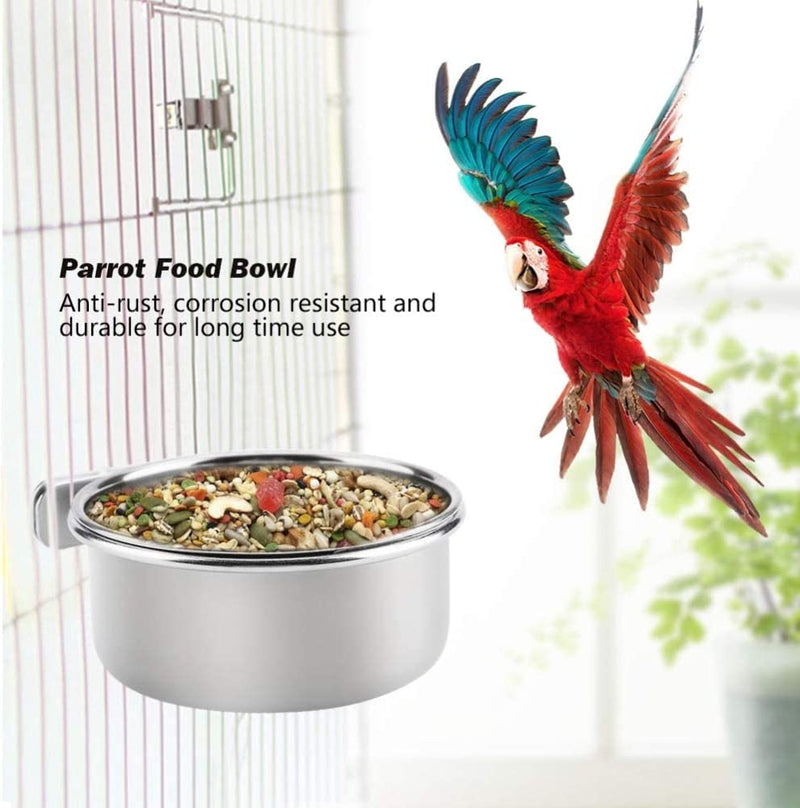 Tfwadmx Bird Feeding Dish Cups Parrot Food Bowl Clamp Holder Coop Cup, Bird Cage Water Bowl for Parakeet African Greys Conure Cockatiels Lovebird Budgie Chinchilla 2 Pack