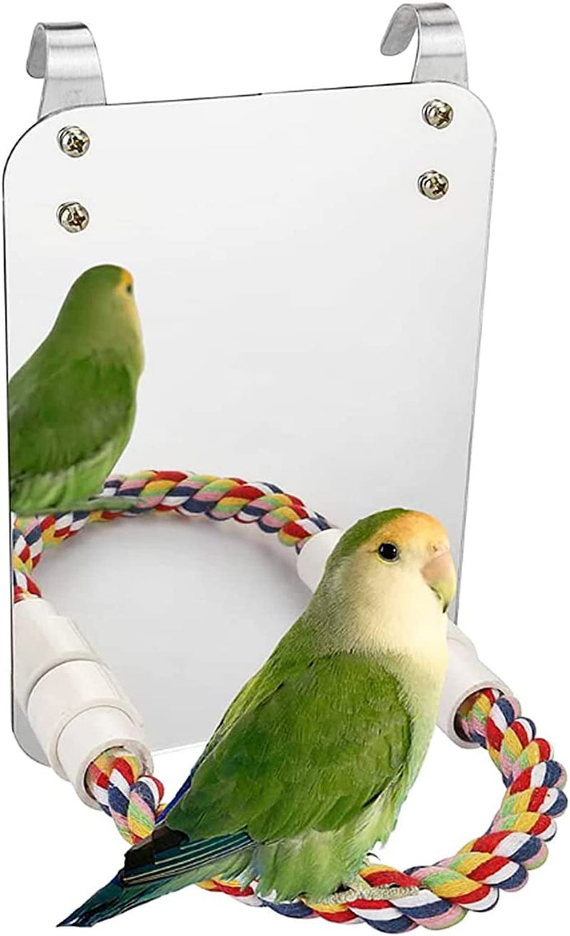 Hamiledyi 7 Inch Bird Mirror with Rope Perch,Parakeet Cage Mirror Parrot Swing Toys for Greys Cockatoo Cockatiel Conure Lovebirds Canaries Animals & Pet Supplies > Pet Supplies > Bird Supplies Hamiledyi   