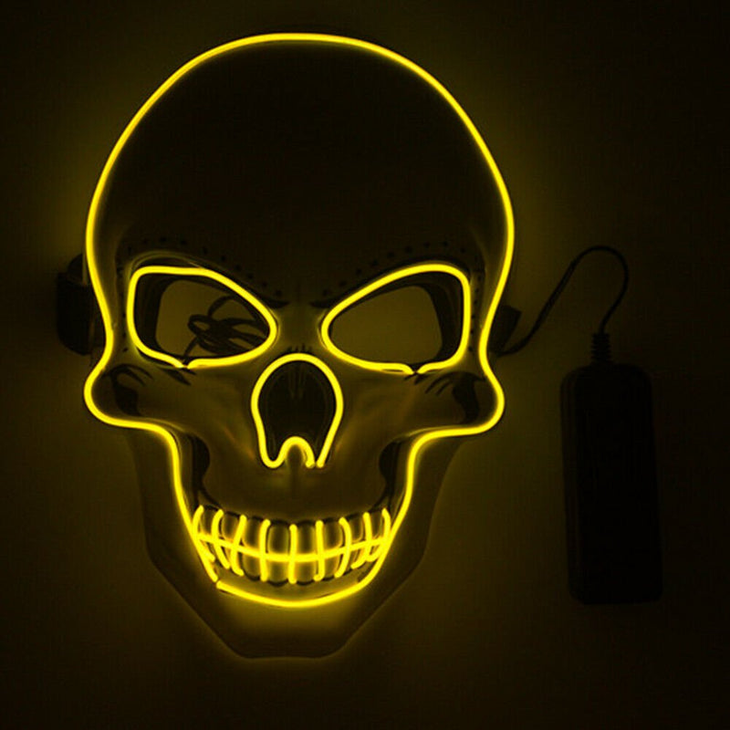 Tagital LED Scary Skull Halloween Mask Costume Cosplay EL Wire Light up Halloween Party Apparel & Accessories > Costumes & Accessories > Masks Tagital Yellow  