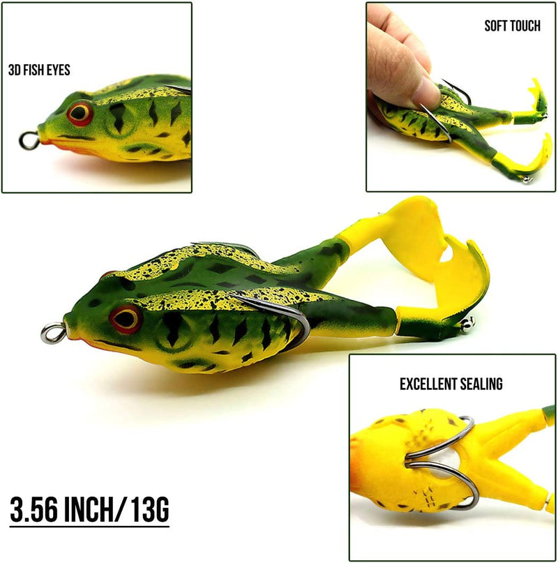 Spotlip Double Propellers Frogs Lure Soft Bait Soft Silicone Artificial Fishing Lures Floating Weedless Baits Kit 3.56 Inch/13G Topwater Lure Sporting Goods > Outdoor Recreation > Fishing > Fishing Tackle > Fishing Baits & Lures Spotlip   
