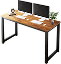 SAMTRA Computer Desk with Storage Shelves Home Office Study Writing Brown Wooden Storage Shelf Industrial Craft Laptop Table for Small Space Bedroom 47 Inch Home & Garden > Household Supplies > Storage & Organization SAMTRA 55" Sandalwood Writing Desk 55 Inch 