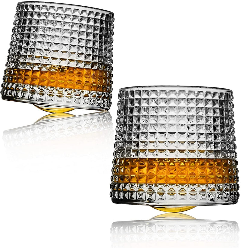 LOVWISH Spinning Old Fashioned Whiskey Glasses, Set of 2 Rocks Glasses - Bar Glasses for Drinking Bourbon, Scotch, Cocktails, Cognac, Tequila, Irish, Brandy Home & Garden > Kitchen & Dining > Barware LOVWISH diamonds style  