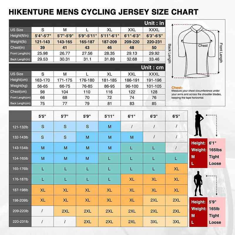 Hikenture Cycling Jersey Mens Short Sleeve Bike Shirts with 3 Rear Pockets Full Zip Quick Dry Mountain Road Biking T-Shirt Sporting Goods > Outdoor Recreation > Cycling > Cycling Apparel & Accessories HIKENTURE   