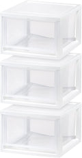 IRIS USA Stackable Storage Drawer, Plastic Drawer Organizer with Clear Doors for Pantry, Bedroom, Closet, Desk, Kitchen, Home and Office De-Clutter, Store Under-Sink, Shoes and Crafts - Black, 2 Pack Home & Garden > Household Supplies > Storage & Organization IRIS USA, Inc. White Drawer 14.5 Qt. -3 Pack