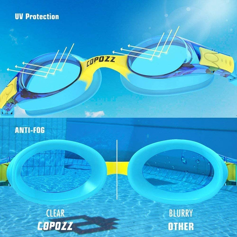 COPOZZ Kids Swimming Goggles, Toddler Swim Goggles No Leaking anti Fog for Boys Girls(Age 3-12) Sporting Goods > Outdoor Recreation > Boating & Water Sports > Swimming > Swim Goggles & Masks COPOZZ   