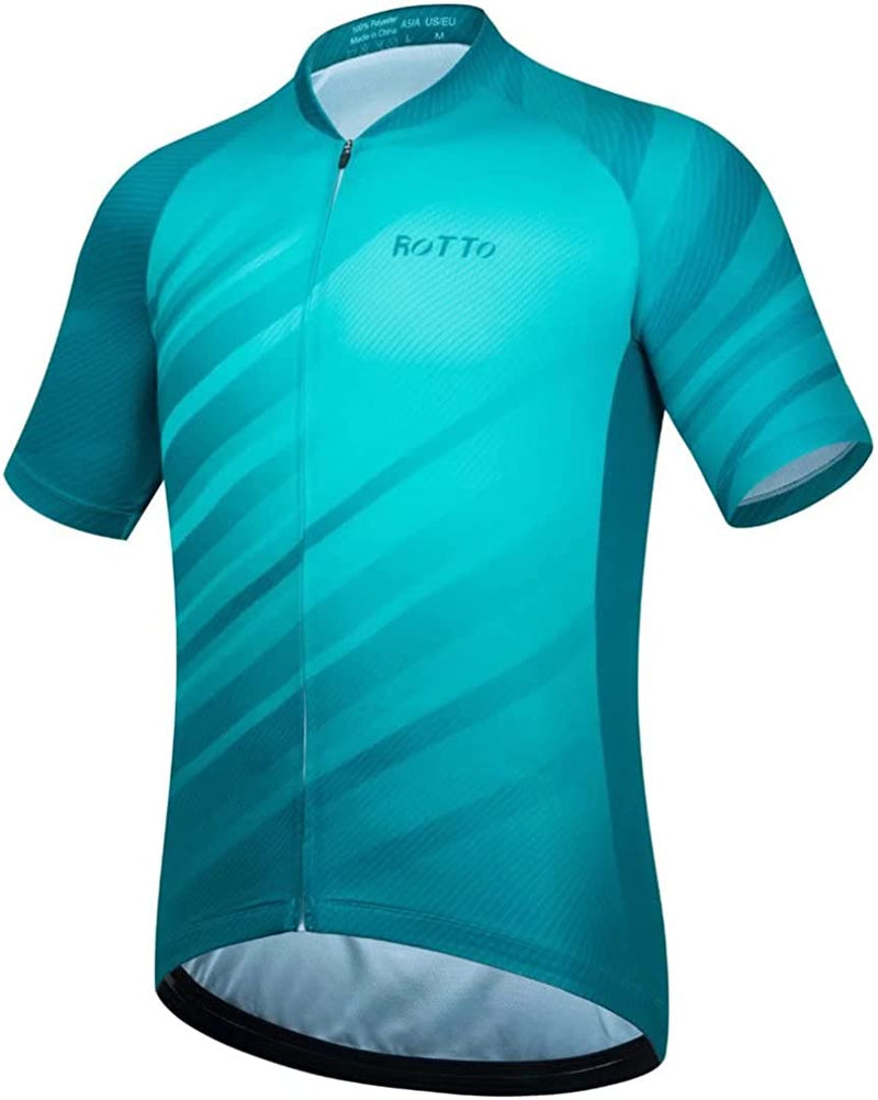 ROTTO Mens Cycling Jersey Short Sleeve Bike Shirt Racing Series Sporting Goods > Outdoor Recreation > Cycling > Cycling Apparel & Accessories ROTTO E Green Medium 