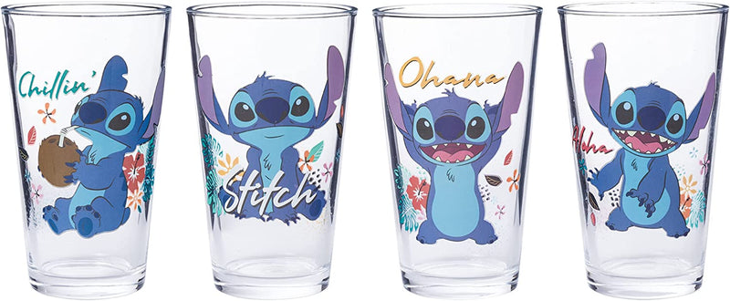 Silver Buffalo Lilo and Stitch Poses 4-Pack Mini Glass Set, 1.5 Ounces Home & Garden > Kitchen & Dining > Tableware > Drinkware Silver Buffalo Stitch Tropical 16 ounces 