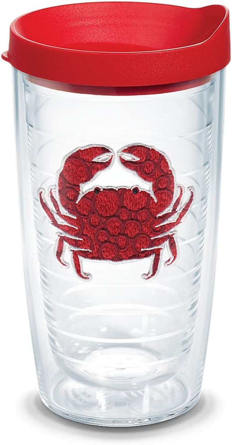Tervis Crab Insulated Tumbler with Emblem and Red Lid, 16 Oz, Clear Home & Garden > Kitchen & Dining > Tableware > Drinkware Tervis Red Lid 16oz 