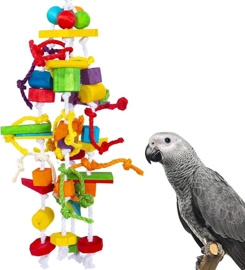 GATMAHE Chewing Toys for Large Bird African Greys Parrots Doves Macaws Cockatoo, Finches Wooden Block Toys for Climbing, Chewing, Unraveling and Preening Animals & Pet Supplies > Pet Supplies > Bird Supplies > Bird Toys GATMAHE XL (22.8"×6)  