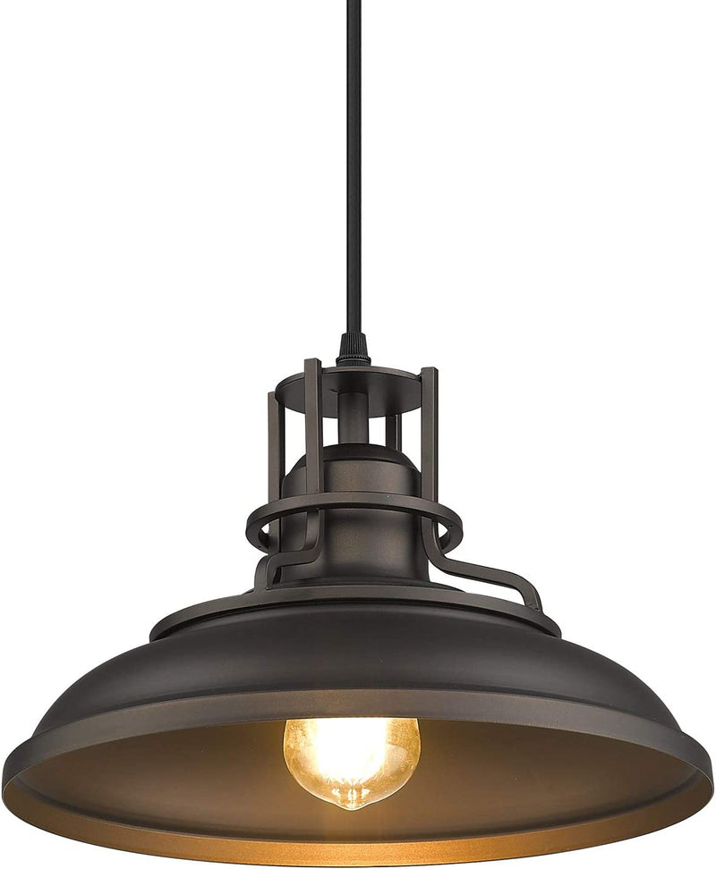 FEMILA Farmhouse Pendant Light,12-Inch Barn Vintage Hanging Light Fixture for Kitchen Island,Adjustable Height,Oil Rubbed Bronze Finish, 4FY15-MP ORB Home & Garden > Lighting > Lighting Fixtures FEMILA 1 PACK  
