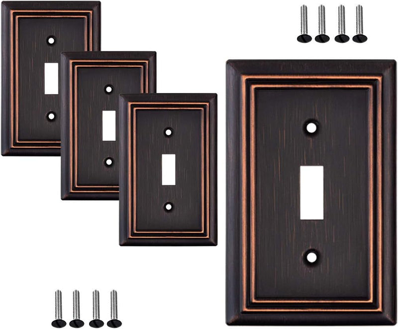 Pack of 4 Wall Plate Outlet Switch Covers by SLEEKLIGHTING | Decorative Oil Rubbed Bronze | Variety of Styles: Decorator/Duplex/Toggle / & Combo | Size: 1 Gang Decorator Sporting Goods > Outdoor Recreation > Fishing > Fishing Rods SLEEKLIGHTING 1 Toggle  