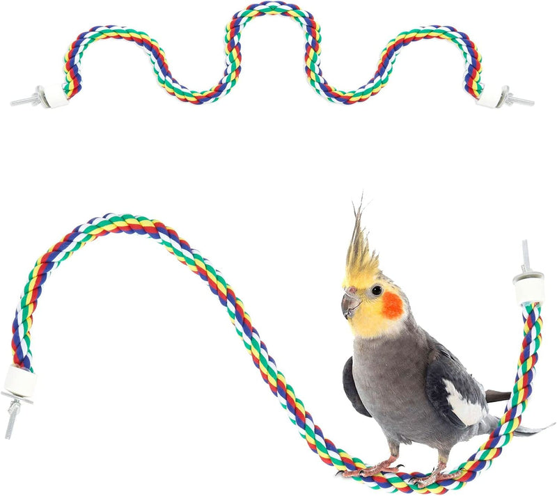 Zodaca Colorful Bird Rope Perch for Parrots Playing, Chewing or Preening (35 In, 2 Pack) Animals & Pet Supplies > Pet Supplies > Bird Supplies Juvo Plus   