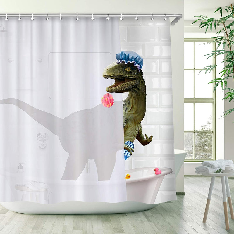 Rosielily Dinosaur Shower Curtain, Kids Shower Curtain, Funny Shower Curtain, Cute Shower Curtain Set with 12 Hooks, Cool Shower Curtain for Bathroom Decor, 72"X84" Sporting Goods > Outdoor Recreation > Fishing > Fishing Rods RosieLily Funnydinosaur 72"x72" 