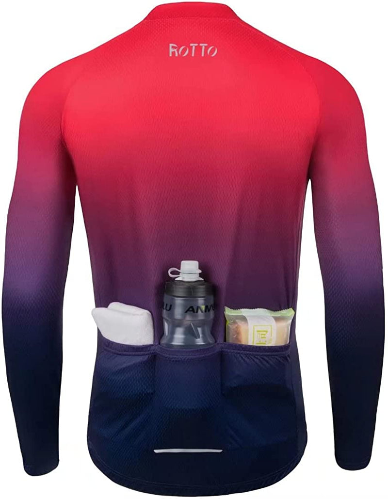 ROTTO Cycling Jersey Mens Bike Shirt Long Sleeve Gradient Color Series Sporting Goods > Outdoor Recreation > Cycling > Cycling Apparel & Accessories ROTTO   