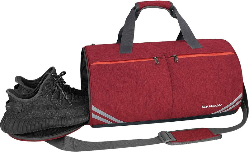 Gym Bag for Men and Women, CANWAY 30L Sport Gym Duffel Bag with Wet Pocket & Shoes Compartment, Weekender Bag with Multi Utility Pouches, Shoulder Strap Included, Red Home & Garden > Household Supplies > Storage & Organization CANWAY Red  