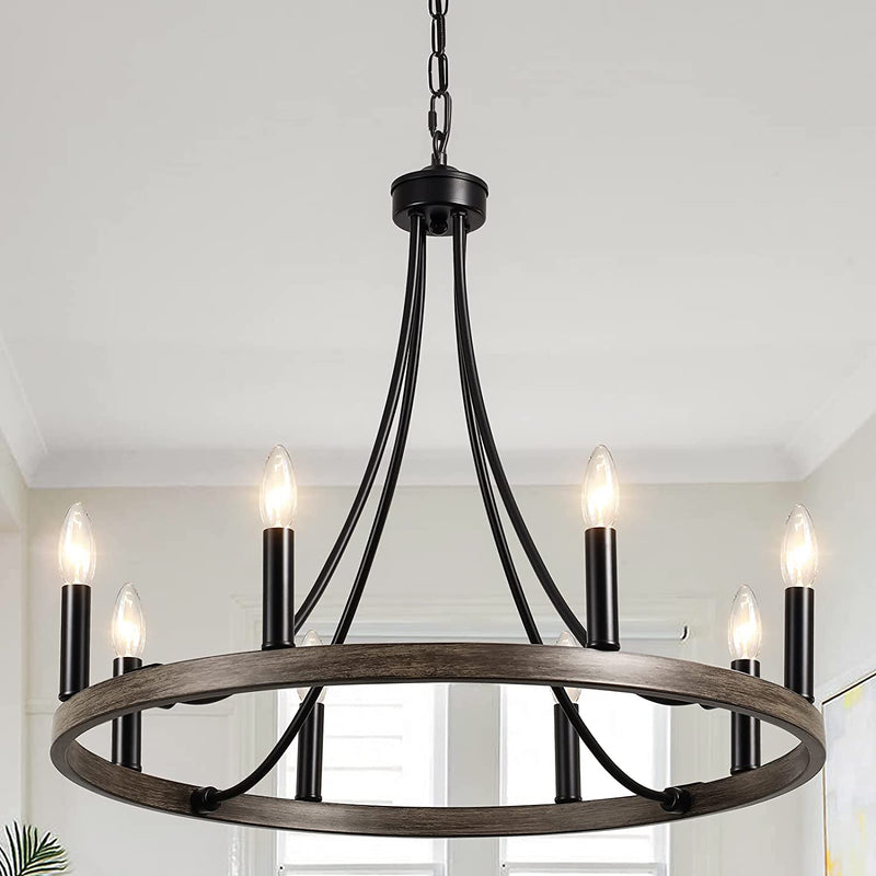 LASENCHOO 8 Lights Farmhouse Chandelier, Black and Gold Modern Chandelier, Classic Candle Pendant Lighting for Kitchen Island Living Room Bedroom Foyer Entryway Dining Room Hanging Lighting Fixtures Home & Garden > Lighting > Lighting Fixtures > Chandeliers LASENCHOO 8 Lights Black-E12  