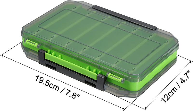 PATIKIL Two-Sided Plastic Box Fishing Lure Storage Container 14 Grids Fish Tackle Organizer, Green Sporting Goods > Outdoor Recreation > Fishing > Fishing Tackle PATIKIL   