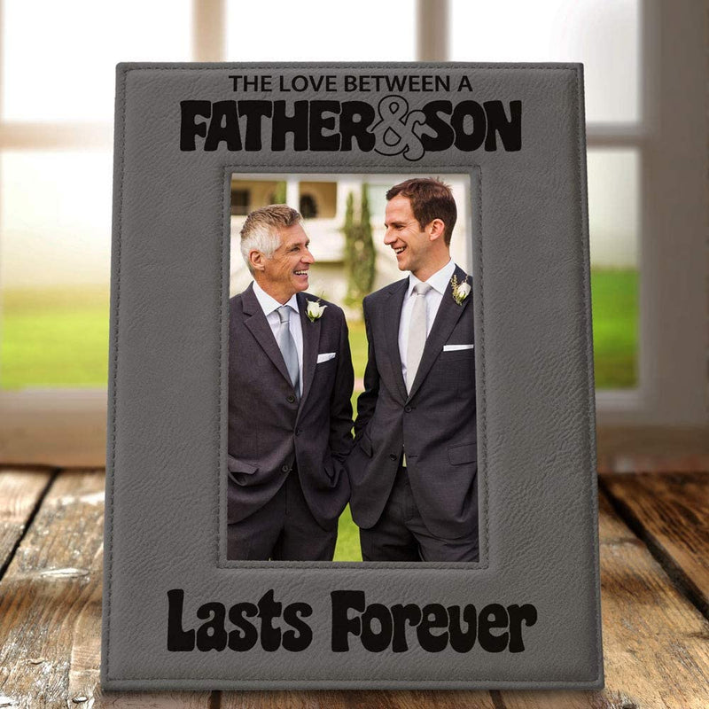 KATE POSH the Love between a Father & Son Is Forever Engraved Leather Picture Frame, Father of the Groom, Best Dad Ever, First Father'S Day, Daddy & Me Gifts (4" X 6" Vertical) Home & Garden > Decor > Picture Frames KATE POSH   