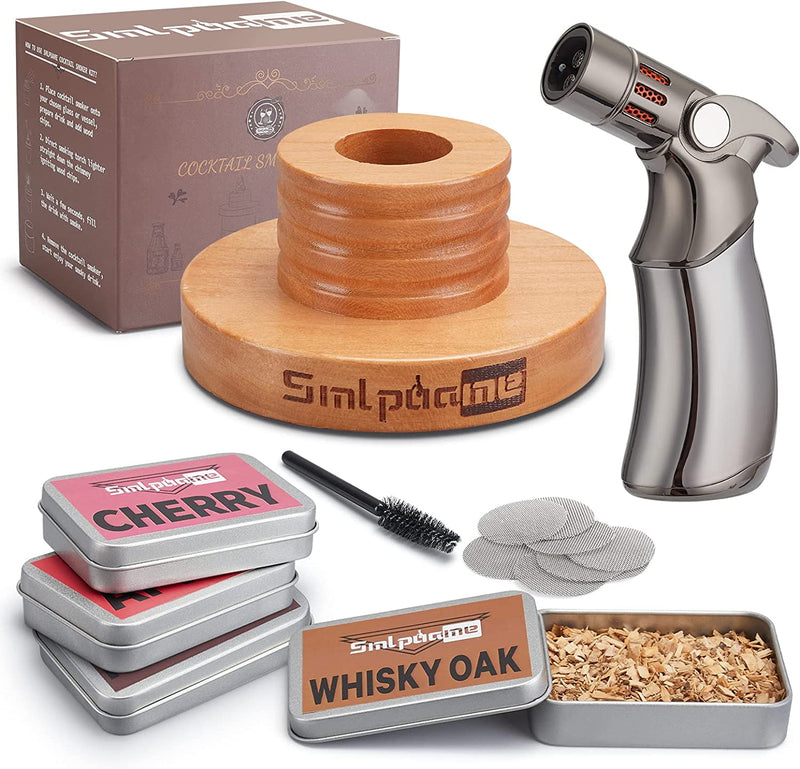 Smlpuame Cocktail Smoker Kit with Torch, Old Fashioned Bourbon Smoker Kit with Four Kinds of Wood Chips, Gift for Father, Husband, and Cocktail Lovers (No Butane) Home & Garden > Kitchen & Dining > Barware Smlpuame Cocktail Smoker Kit with Torch  