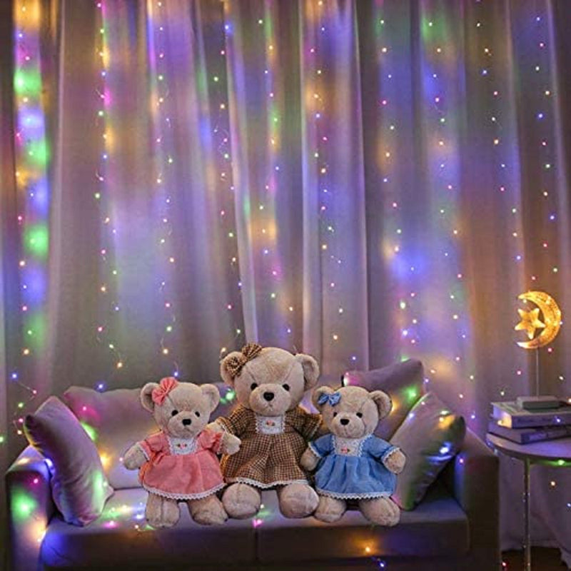 LED Window Curtain String Light - 8 Modes Fairy Lights with Hook Remote Control Battery Powered Waterproof Copper Wire Decor Lights for Christmas Bedroom Party Wedding (Multicolor) Home & Garden > Decor > Seasonal & Holiday Decorations Wisremt   
