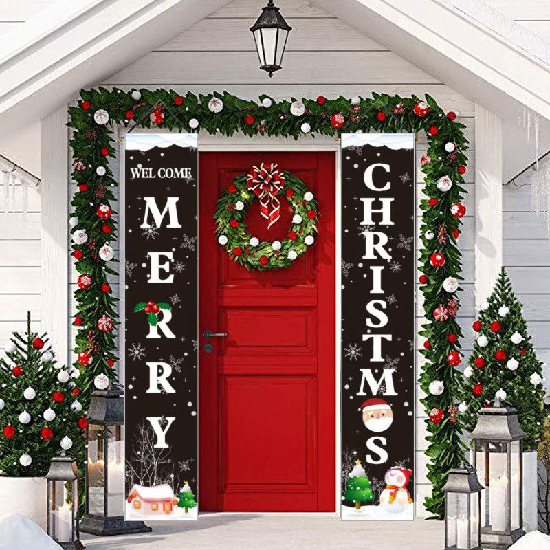 Porch Christmas Decorations, Merry Christmas Banner, Christmas Porch Sign - Large Christmas Front Door Decorations Outdoor, Red Plaid Christmas Decor Outside, Christmas Yard Signs - 71X12 IN  Maynos C  