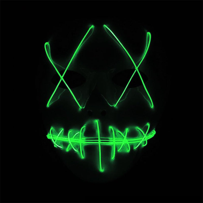 Spencer Scary Halloween LED Glow Mask Flash and Glowing EL Wire Light up the Purge Movie Costume Party Mask with 2AA Batteries "Fluorescent Green" Apparel & Accessories > Costumes & Accessories > Masks Spencer Dark Green  