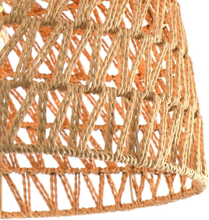 Rope Pendant Lamp - Hand Woven Linear Chandelier, Basket Light Fixture, 18"W X 18"D X 11"H, with Cord 65 Inches Home & Garden > Lighting > Lighting Fixtures Horsmile   